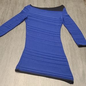 Blue & Black Le Chateau Knit Asymmetrical Dress